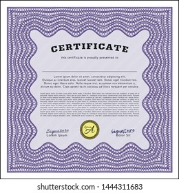 Violet Certificate. Retro design. Vector illustration. Easy to print. 