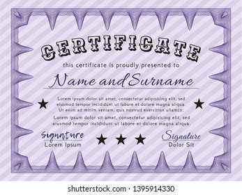 Violet Certificate. Superior design. Printer friendly. Vector illustration. 
