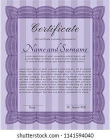 Violet Certificate template. With complex background. Customizable, Easy to edit and change colors. Superior design. 