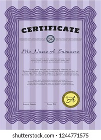 Violet Certificate template. Complex background. Customizable, Easy to edit and change colors. Beauty design. 