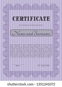 Violet Certificate template. Complex background. Nice design. Customizable, Easy to edit and change colors. 