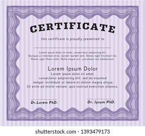 Violet Certificate template. Complex background. Detailed. Modern design. 