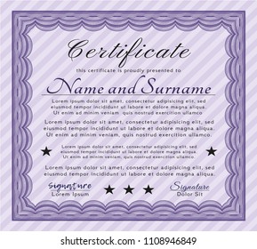  Violet Certificate template. Customizable, Easy to edit and change colors. Complex background. Artistry design. 
