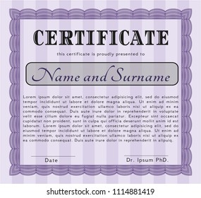  Violet Certificate template. Customizable, Easy to edit and change colors. With quality background. Cordial design. 