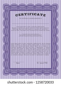 Violet Certificate template. Detailed. Easy to print. Excellent design. 