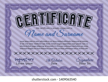 Violet Certificate template. Detailed. Easy to print. Nice design. 
