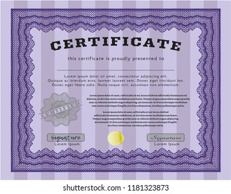 Violet Certificate template or diploma template. Artistry design. With complex background. Customizable, Easy to edit and change colors. 