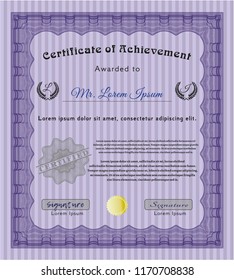 Violet Certificate template or diploma template. Complex background. Superior design. Customizable, Easy to edit and change colors. 