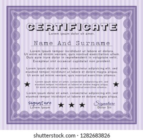 Violet Certificate template or diploma template. Complex background. Money design. Detailed. 