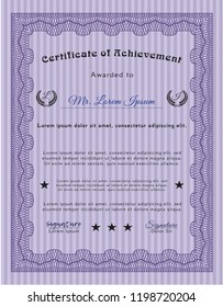 Violet Certificate template or diploma template. Customizable, Easy to edit and change colors. With linear background. Sophisticated design. 