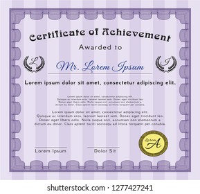 Violet Certificate template or diploma template. Customizable, Easy to edit and change colors. Complex background. Superior design. 