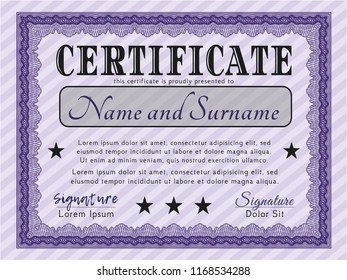 Violet Certificate template or diploma template. Easy to print. Detailed. Beauty design. 