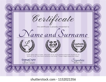 Violet Certificate template or diploma template. Elegant design. Customizable, Easy to edit and change colors. Printer friendly. 