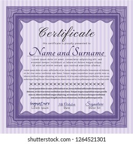 Violet Certificate template or diploma template. Elegant design. Detailed. Complex background. 