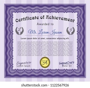 Violet Certificate template or diploma template. With great quality guilloche pattern. Superior design. Customizable, Easy to edit and change colors. 