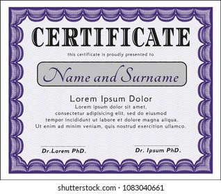  Violet Certificate template or diploma template. With guilloche pattern and background. Money Pattern. Customizable, Easy to edit and change colors. 