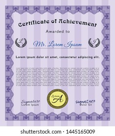 Violet Certificate template or diploma template. Modern design. Printer friendly. Customizable, Easy to edit and change colors. 