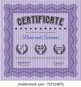 Violet Certificate template or diploma template. Modern design. Customizable, Easy to edit and change colors. With linear background. 