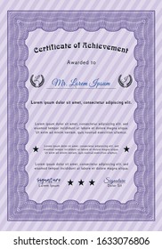 Violet Certificate template or diploma template. Nice design. With quality background. Detailed. 