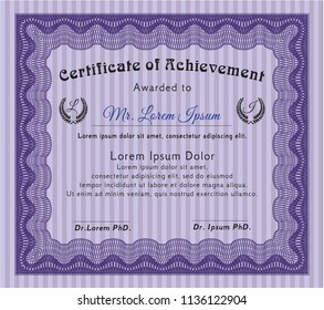 Violet Certificate template or diploma template. Printer friendly. Retro design. Customizable, Easy to edit and change colors. 