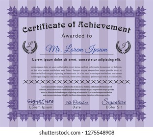 Violet Certificate template or diploma template. With quality background. Vector illustration. Money style design. 