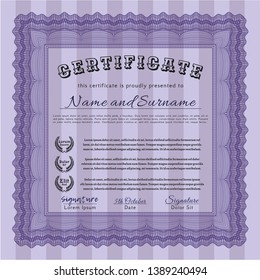 Violet Certificate template or diploma template. With quality background. Customizable, Easy to edit and change colors. Money Pattern. 