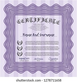 Violet Certificate template or diploma template. Superior design. Customizable, Easy to edit and change colors. Printer friendly. 