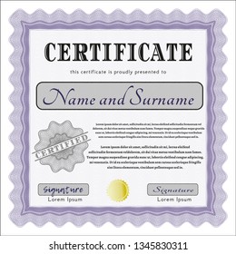 Violet Certificate template or diploma template. Vector illustration. With quality background. Nice design. 