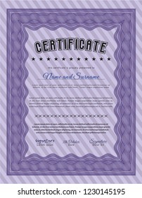 Violet Certificate template. Easy to print. Customizable, Easy to edit and change colors. Money style design. 