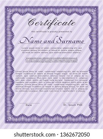 Violet Certificate template. Easy to print. Customizable, Easy to edit and change colors. Perfect design. 