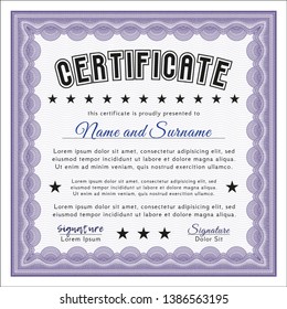 Violet Certificate template. Easy to print. Artistry design. Customizable, Easy to edit and change colors. 