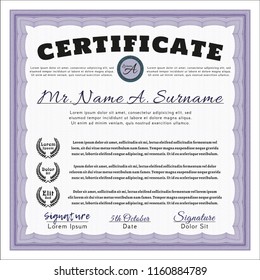 Violet Certificate template. With guilloche pattern. Money design. Customizable, Easy to edit and change colors. 