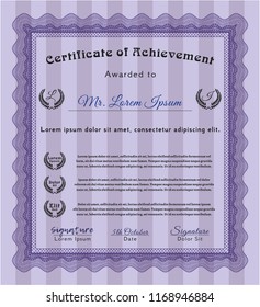 Violet Certificate template. With guilloche pattern. Customizable, Easy to edit and change colors. Excellent design. 