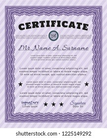 Violet Certificate template. Lovely design. Customizable, Easy to edit and change colors. Easy to print. 