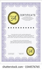 Violet Certificate template. Modern design. Easy to print. Vector illustration. 