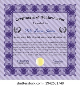 Violet Certificate template. Money design. Detailed. Easy to print. 