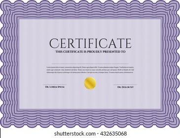 Violet Certificate template. Nice design. Detailed. Printer friendly. 