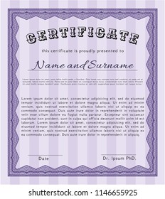 Violet Certificate template. With quality background. Customizable, Easy to edit and change colors. Sophisticated design. 