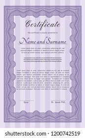 Violet Certificate template. With quality background. Sophisticated design. Customizable, Easy to edit and change colors. 