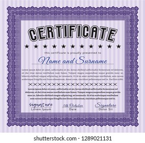 Violet Certificate template. Retro design. Customizable, Easy to edit and change colors. With background. 
