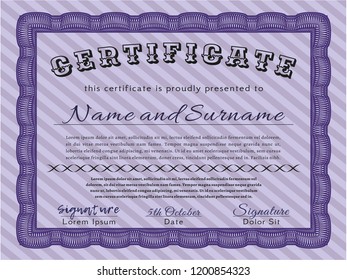 Violet Certificate template. Sophisticated design. Customizable, Easy to edit and change colors. Printer friendly. 