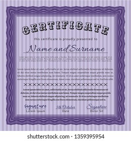 Violet Certificate template. Sophisticated design. Easy to print. Customizable, Easy to edit and change colors. 