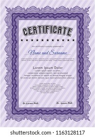 Violet Certificate template. Superior design. Detailed. Easy to print. 