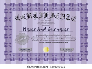 Violet Certificate template. Superior design. Printer friendly. Customizable, Easy to edit and change colors. 