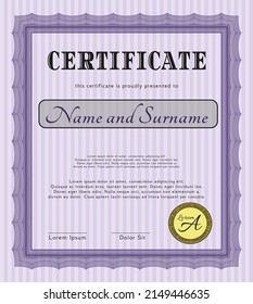 Violet Certificate template.  Superior design.   Customizable, Easy to edit and change colors. 