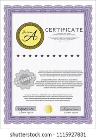 Violet Certificate template. Vector illustration. Easy to print. Superior design. 