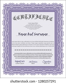 Violet Certificate. Vector illustration. With background. Nice design. 