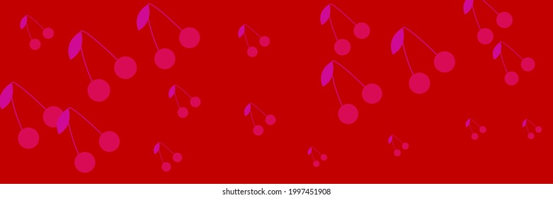Violet Cherries Fruit Spring Colorful Cute Sweet Background. Neon Purple Dessert Berries Pink Repeat Print Vitamin Pattern. Vintage Bright Red Summer Textile Tasty Bordo Retro Background.
