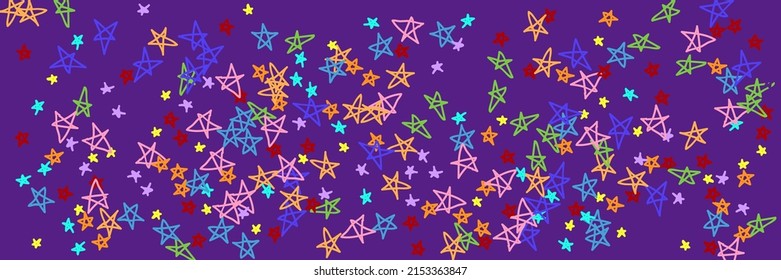 Violet Childish Orange Green Chaotic Mint Rainbow Illustration. Vibrant Vivid Purple Stars Turquoise Naive Dark Handdrawn Stars. Kids Pastel Colorful Multicolor Yellow Pink Bright Red Wallpaper.