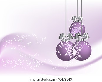 Violet christmas background with balls